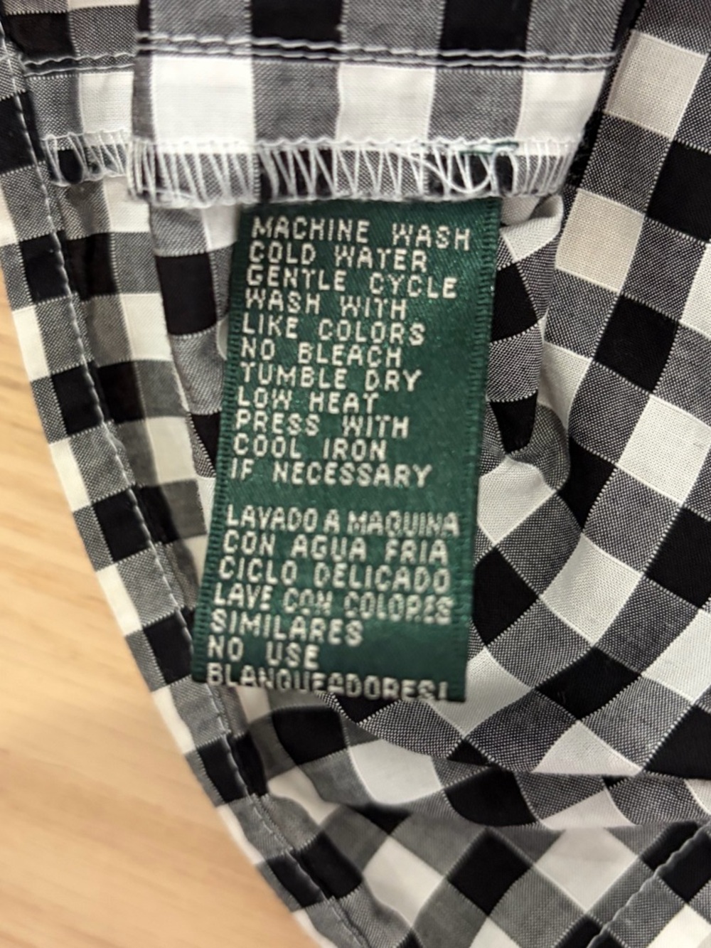 Lauren Ralph Lauren Black & White Gingham Tie-Front button down Sleeveless Shirt - Picture 7 of 10